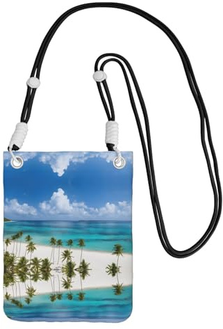 WXWJSHMGC Beach and Palm Tree Print Mini Crossbody Phone Bag - Ladies Purse for Mobile and Smart Phones