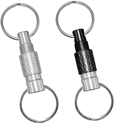 HJDJBD 2 Stk Schnellverschluss Schlüsselorganizer,Schlüsselkarabiner Drehbar Abnehmbar,Metall Key Organizer Mit 4 Geteilten Schlüsselringen,Schlüsselbund Für Männer Frauen,Auto Schlüsselanhänger