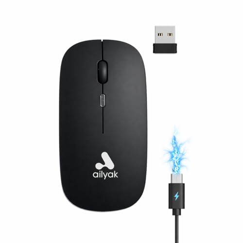 AILYAK Souris sans Fil Rechargeable, Compacte et Ergonomique, Souris sans Fil Bluetooth Compatible avec Ordinateur Portable, Mac, PC, Windows