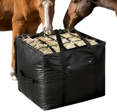 Sac à Foin pour Chevaux | Grande Taille avec Poignée de Transport - Sacs de Stockage de Foin à Distribution Lente pour les Chèvres,pour Chèvres Moutons Pâturage Pré Paddock Box Écurie