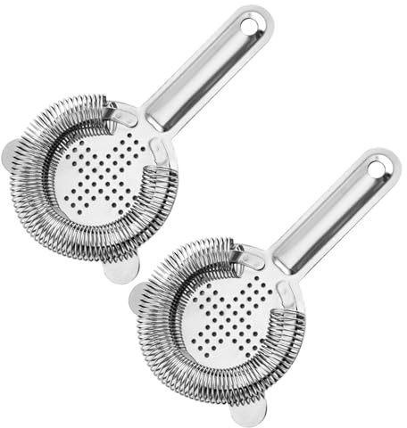 2 Pièces Passoire à Cocktail en Acier Inoxydable, Passoire Fine avec Ressort pour Shaker, Accessoire Bar Polyvalent pour Filtrer Glaçons et Fruits, Idéal pour Mixologistes et Usage Domestique