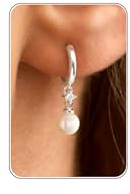 KINHOPI Perlen Ohrringe Damen, Silber/14K Vergoldet Ohrringe | Perlenohrringe, Creolen mit Perlen Hängend, Zirkonia Perlentropfen Anhänger, Hypoallergen Schmuck, Geschenke für Damen