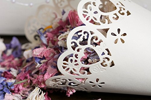 50pz Cono Coni Fai Da Te Portaconfetti Portariso Chiusura Veloce Con Biadesivo Cartoncino Perlato Bordo Laser