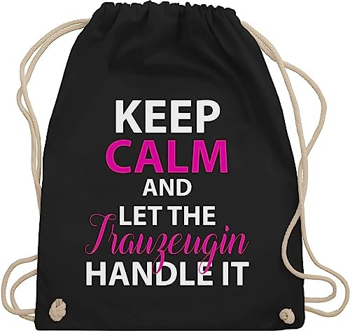 Shirtracer Turnbeutel Rucksack - JGA Junggesellenabschied Frauen - Keep Calm Trauzeugin - Unisize - Schwarz - geschenk an trauzeugen brauttaschen bachelorette party trauzeuginnen beutel