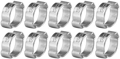 10 Stück 2-Ohr Schellen Rohr Clip Hoop Schlauchschelle Sanitär Fule Petrol Druckluftschellen Schnecken Zahnrad Schlauch Klemmplatten Wurm Antriebs Klipps Schlauchschellen 5-23mm(13-15Mm)