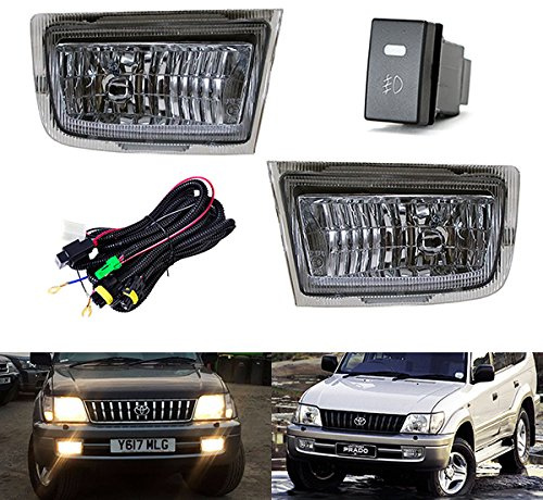 2 x Frontstoßstange Nebelscheinwerfer Scheinwerfer Fahrlichtschalter Birnen-Kit OEM für 1999–02 Land Cruiser Prado 90 Serie J90