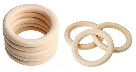 Fodattm 20 Stück natürliche, unbehandelte Holzringe, Holzringe, Kreis, Holzanhänger, Verbindungsstücke für DIY Handwerk Schmuckherstellung (Außendurchmesser 55 mm)