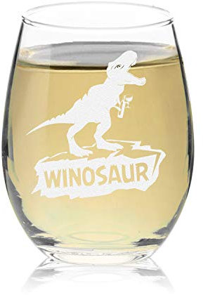 Veracco Winosaurier Weinglas ohne Stiel, lustiges Geburtstagsgeschenk für Weinliebhaber, Dinosaurier-Gastgeschenk (Stielloses Glas)