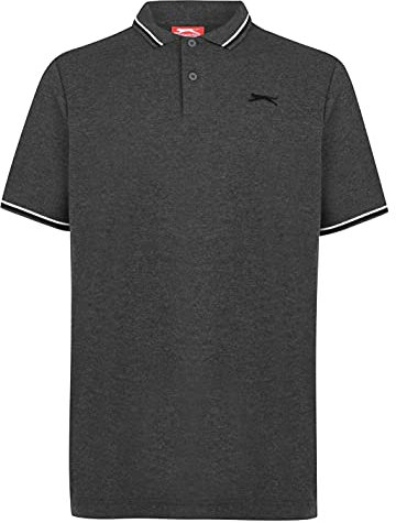 Slazenger Mens Tipped Polo Shirt Charcoal Marl L
