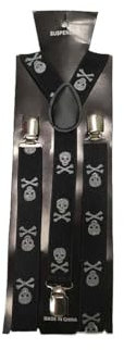 DISBACANAL Hosenträger mit Totenkopf Motiven