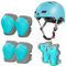 LANOVAGEAR Kinderhelm mit Knieschützern, Ellbogenschützern und Handgelenkschützern, 7-in-1-Schutzausrüstung Schonerset 2-8Jahre, für Skateboard, Fahrrad, Scooter, Rollschuh (Eisblau,S)