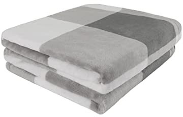 PiccoCasa Fleecedecke Karierte Decke Tagesdecke Flanell Große Decke Wohn- & Kuscheldecke Warm & Weich als Sofadecke/Couchdecke Sofaüberwurf Grau&Weiß 70x100cm