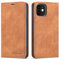 EYZUTAK Hülle für iPhone 12 Pro Max (6.7 Zoll), Magnetverschluss Premium PU Leder Flip Case mit Kartenfächern Brieftasche Standfuntion stoßfeste Silikonhülle Retro Ledertasche - Braun