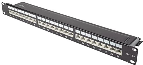 Good Connections® Panneau de Brassage/Panneau de Brassage - 19 - Montage Serveur/Montage sur Rack - Catégorie 6A, 500 MHz - 10 Ports GIGABIT - 24 Ports - 1U - Blindage STP - Ouverture sans Outil -
