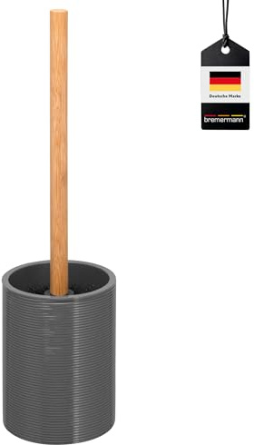 bremermann WC-Bürste Segno aus Bambus und Kunststoff // WC-Garnitur // Toilettenbürste (Grau)