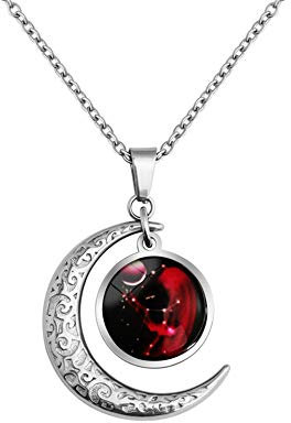 LEJAHAO 12 Sternzeichen Jungfrau Kette Damen Herren mit Charms Anhänger Sternbilder Mond Stern Rapper Luna Modeschmuck Halskette Simple Hip Hop Medallion Zodia Necklace Ketten für Männer Jungen Women