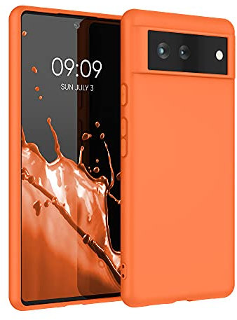 kwmobile Case Compatible with Google Pixel 6 Case - Soft Slim Protective TPU Silicone Cover - Fruity Orange