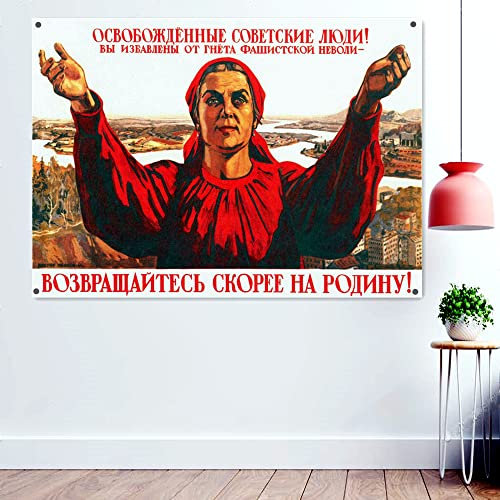 Poster Sowjetpatriotischer Krieg, Wandtafel, Flaggen, Great Sowjetunion, CCCP UdSSR WW II, patriotische Propaganda, 96 x 144 cm