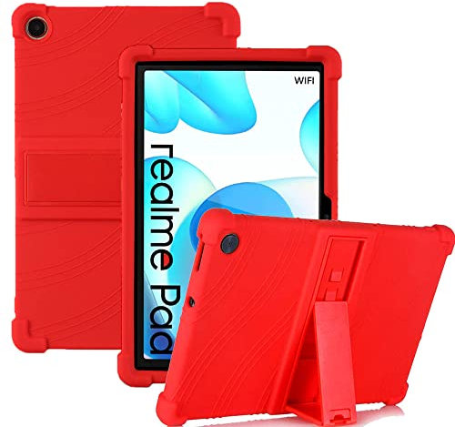 YHFZR Hülle für Realme Pad 10,4 Zoll, Leicht Silikon Weich Kindgerechte Hülle mit Standfunktion für Realme Pad 10,4 Zoll, Rot