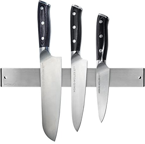 HONJO-MÜLLER Magnetleiste Messer - 30 cm Magnet Messerleiste | Messerleiste magnetisch | Magnetische Messerleiste | Magnetschiene für Messer | Küchenmesser Magnetleiste | 404 Edelstahl Messerleiste