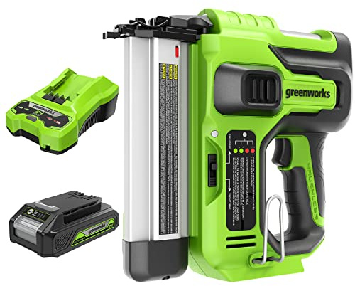 Greenworks 24V Brad Nailer, 2.0Ah Battery and 2A Charger