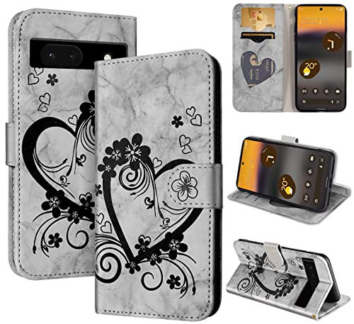CASAFUNY Handyhülle für Google Pixel 6a Hülle Tasche PU Leder Flip Case Brieftasche Kartenfach Klapphülle Handytasche Case Schutzhülle für Google Pixel 6A 5G, Schwarz