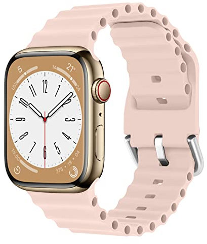 Correa Deportiva para Apple Watch Band 38mm/40mm/41mm con Banda de Reemplazo de Silicona Suave para Iwatch Series Ultra 2/Ultra/9 8 7 6 SE 5 4 3 2 1，Rosa de Arena,38mm/40mm/41mm