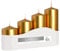 Stumpenkerzen 4er Set | Blockkerzen Gold | Durchmesser 4,8 cm | Höhe 7, 9, 11, 13 cm | 1 Box