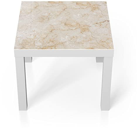 DEQORI Glastisch | weiß klein 55x55 cm | Motiv Miteinander verschmolzen | ausgefallener Beistelltisch aus Glas | Hochglanz Couchtisch fürs Wohnzimmer | moderner Couch Tisch mit Design