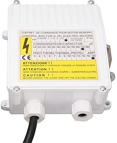 Garosa Contrôleur Pompe Puits Profond 2.2KW - Boîtier Commande Submersible Domestique 70uf 20A avec Protection Surcharge et Démarreur Doux pour Installation Extérieure Résistante 220V