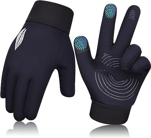 OKIDSO Kinder Handschuhe Winter Fahrradhandschuhe Touchscreen: Warm Fahrrad Winterhandschuhe Thermo Winddicht Radhandschuhe mit Anti-Rutsch für Sport Outdoor 10-12 Jahre Jungen Mädchen