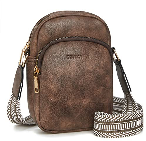 BOSTANTEN Handy Umhängetasche Damen, Handytasche zum Umhängen Leder, Handytasche mit Geldbörse zum Umhängen, Handtasche damen umhängetasche Braun