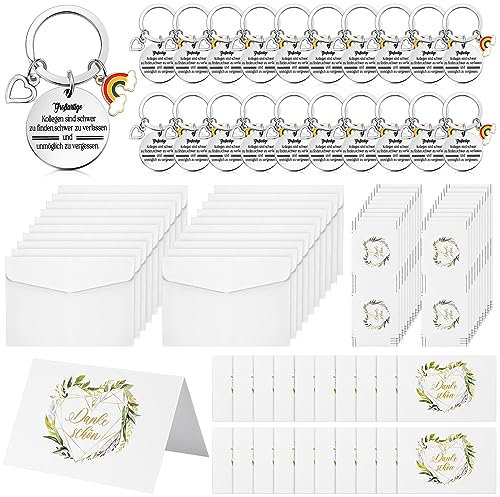 Tenare 20 Sets Dankeschön Geschenke Kollegen Abschiedsgeschenke Inspirierende Schlüsselanhänger Eukalyptusblatt Karten Umschlägen für Jobwechsel