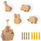 Ylinwtech 4 Pièces Crochets Muraux Enfant, Porte Manteau Mural Bois en Forme d'Animal Pour Armoire, Cuisine, Salle De Bains, Chambre