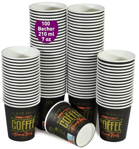 GoBeTree 100 Pappbecher 210 ml / 7 oz für Kaffee und Mehr, kaffeebecher pappe, kaffebecher, kaffeebecher einweg