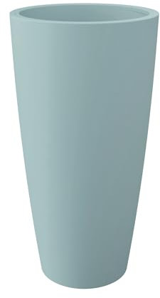 Nicoli Hohe Vase im Stil 36 x 70 cm für Innen- und Außenbereich, Abnehmbarer Untersetzer (36 x 70 cm, grau)