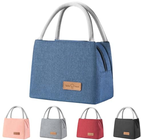 XhjzgcTech Lunchtasche Isolierte Lunchbox Bag,Wasserdicht Vespertasche,Kühltasche Herren Damen,Tragbar wasserdichtes Lunch Tasche für Frauen Männer Arbeit Schule Büro Picknick Snackbeutel (blau)