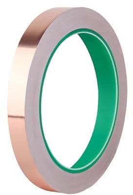 Qrity 1 Rotolo Biadesivo Conduttivo Adesivo Nastro, 10mm x 20m Nastro in Lamina di Rame, per Artigianato, Schermatura EMI, Riparazioni Elettriche