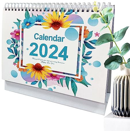 Aznever Tischkalender 2024,Englischer Tischkalender 2024-2025 - 365 Tage Countdown-Desktop-Kalender, Metallspule, Memo-Tischkalender, stabil
