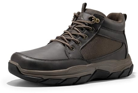 NORTIV 8 Men's Walking Boots Lightweight Breathable Durable Leather Upper Fashion Casual Chukka Ankle Boots Outdoors Hiking & Trekking Footwear,Size 13,Dark Brown,SNHB2411M