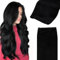 GOO GOO Tressen Echthaar Remy Weft Extensions Echthaar ressen Extensions Echthaar Sew in Hair Extensions #1 Tief Schwarz 18inch 100g