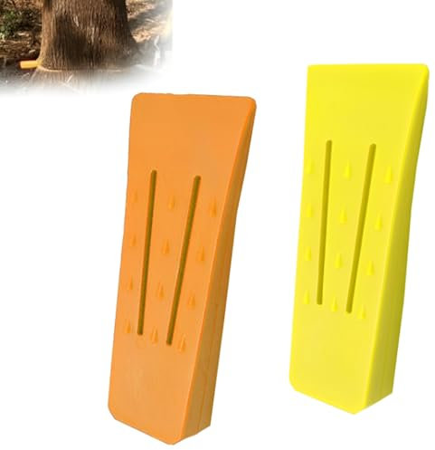 2 Pezzi Cuneo di Abbattimento, Plastic Cunei per Motosega, Cunei per Motosega in plastica, per la Registrazione e la Caduta del Taglio(Colore Arancione, Giallo)
