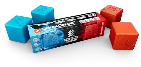 SpyraColor Wasserfärbemittel - leuchtende & auflösende Farbstoffpackung für Wasserschlachten abwaschbare und rückstandsfrei 4STK Outdoor, Pool, Sommerspielzeug für Erwachsene und Kinder (Blau und Rot)