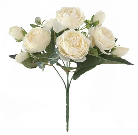 GLigeT Fiori artificiali bouquet di rose per matrimonio bouquet da sposa bouquet da sposa artificiale gioielli da damigella d'onore bouquet di fiori finti (colore: bianco)