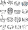 HSKRKOW 16 Stück Ringe Herren, Totenkopf Ring, Vintage Silber Punk Set Für Männer Frauen, Stapelbare Gothic Fingerringe Boho Y2K Schmetterling Schlange Schädel Herz Blume