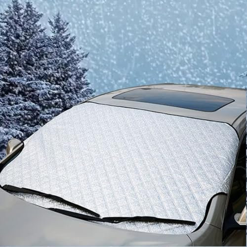 Parasol Coche Delantero Exterior,147x100cm Protector para Parabrisas,Cubierta de Parabrisas Coche,Cubierta de Parabrisas de Invierno,Funda Plegable Parabrisa Delantero,Protección Contra la Nieve