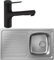 Evier 1 bac HANSGROHE S21 inox + robinet de cuisine avec douchette HANSGROHE Zesis M33 150 2 jets noir mat