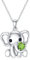 LONAGO Elefanten Halskette für Damen 925 Sterling Silber Süßer Elefant mit Geburtsstein Anhänger Halskette (August)