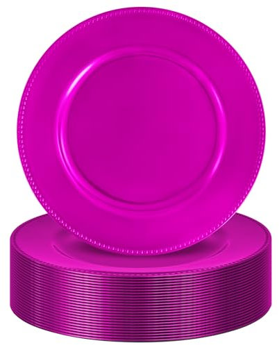 YJYQHYX 13 Hot Pink Charger Plates 24 Pack Charger Plates Bulk