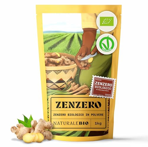 NaturaleBio Zenzero in Polvere Bio 100% Puro 850g | Radice di Zenzero Macinata | Non OGM, Senza Additivi | Prodotto Sostenibile in Perù | Perfetto per Cucina, Tè, Smoothies, Rimedi Naturali
